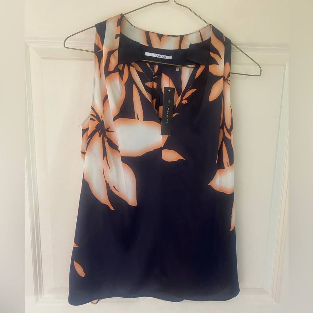 T Tahari Evette floral blouse